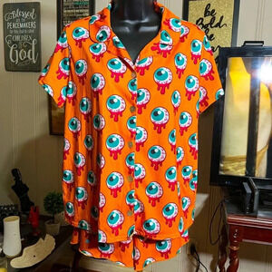Modcloth Orange Eyeball Print Pajama Set